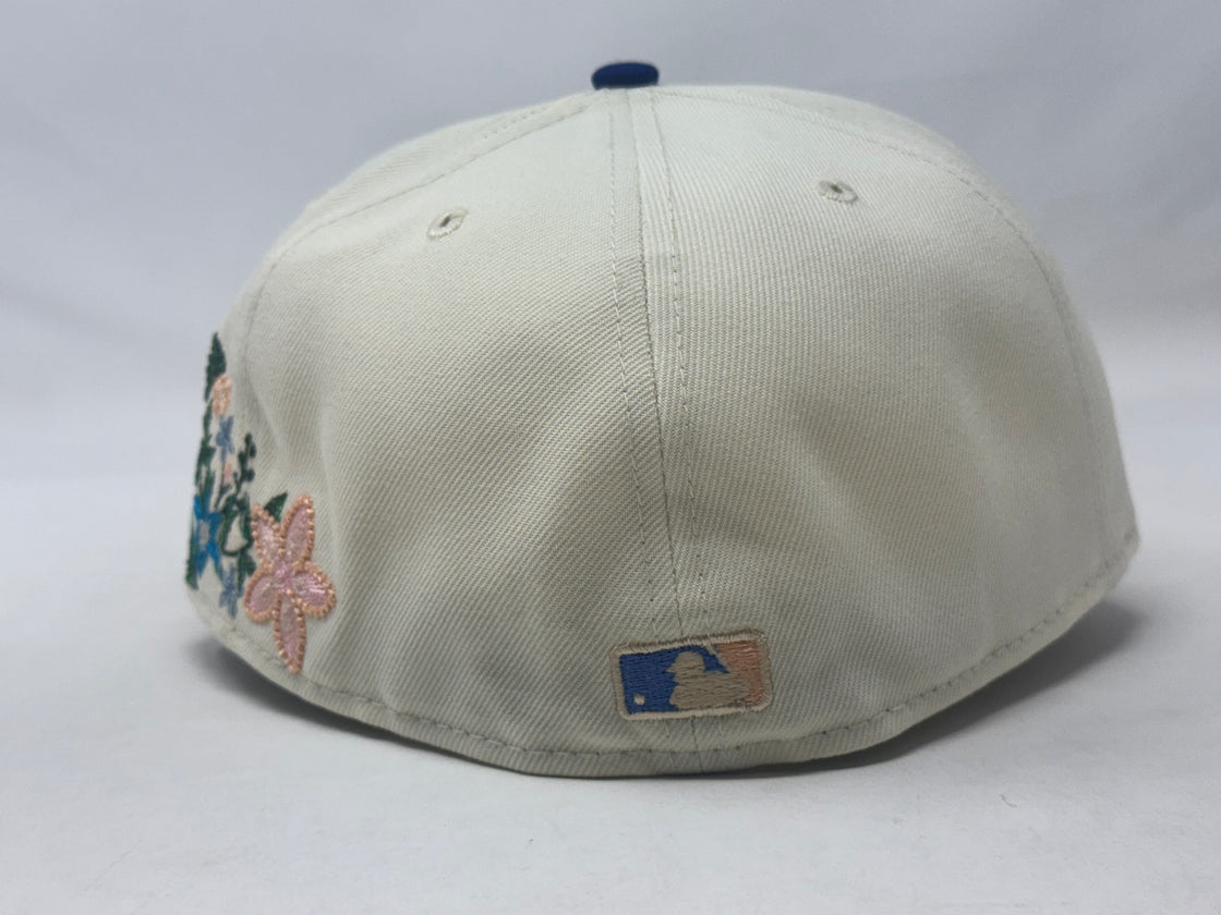 Los Angeles Dodgers Tonal Floral Pre-Curved New Era Fitted-Off White Royal