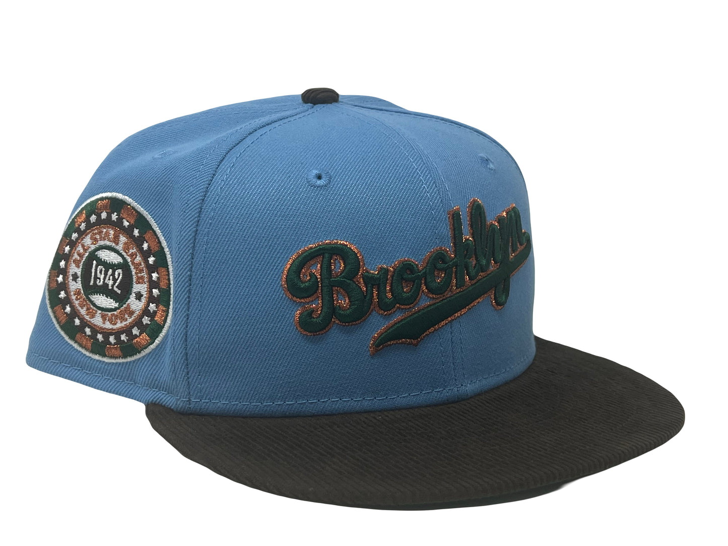 BROOKLYN DODGERS JACKIE ROBINSON 1942 ALL STAR GAME WALNUT CORDUROY VISOR NEW ERA FITTED HAT