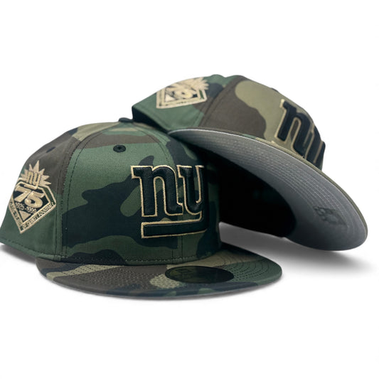 New York Giants 75th Anniversary NFL Fitted Hat-Woodland Camouflage