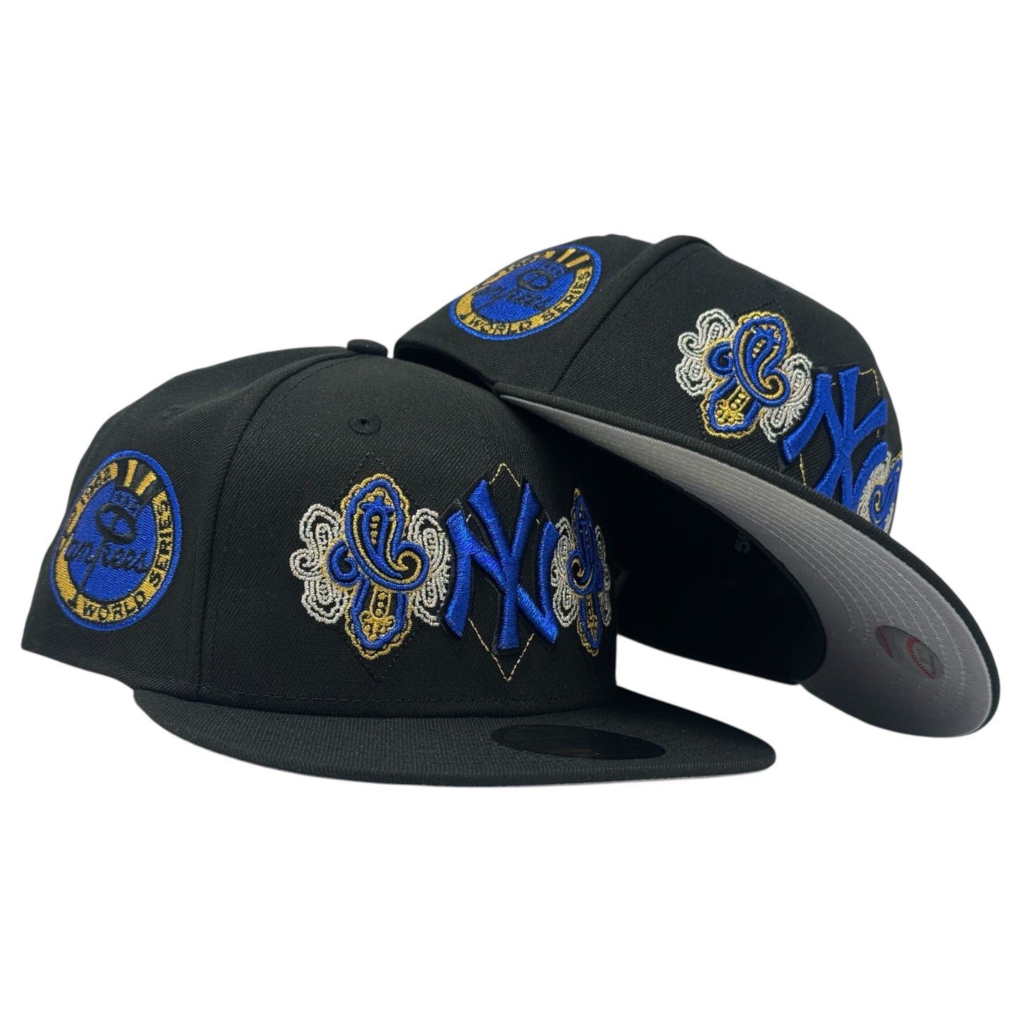 New York Yankees 1962 World Series Paisley Fitted Hat-Black Royal