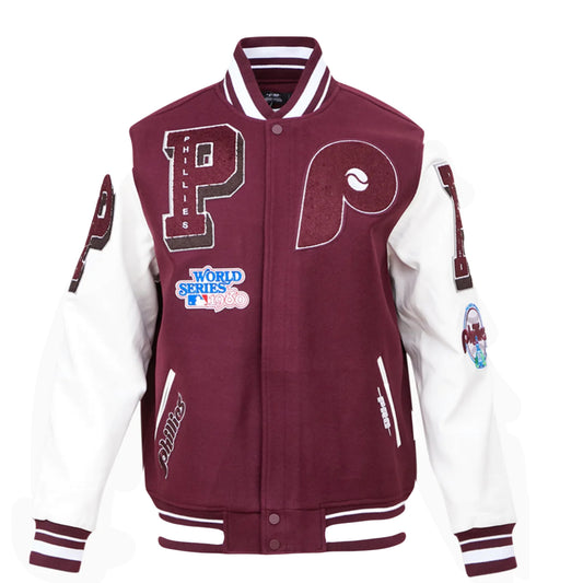Philadelphia Phillies Maroon Pro Standard Logo Mashup Wool Varsity Heavy Jacket