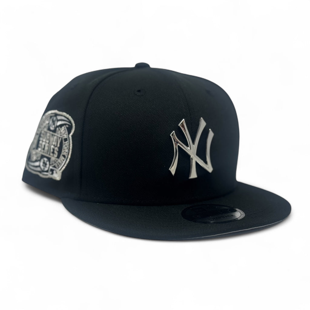 New York Yankees Subway Series Metallic Silver Logo Snapback Hats-Black