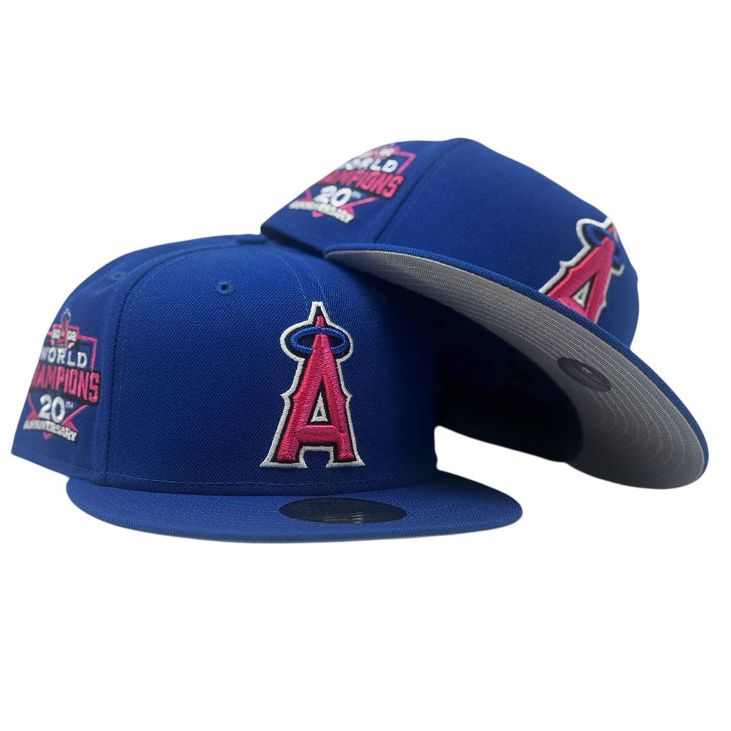 Los Angeles Angels 20th Anniversary Fitted Hats-Royal Pink