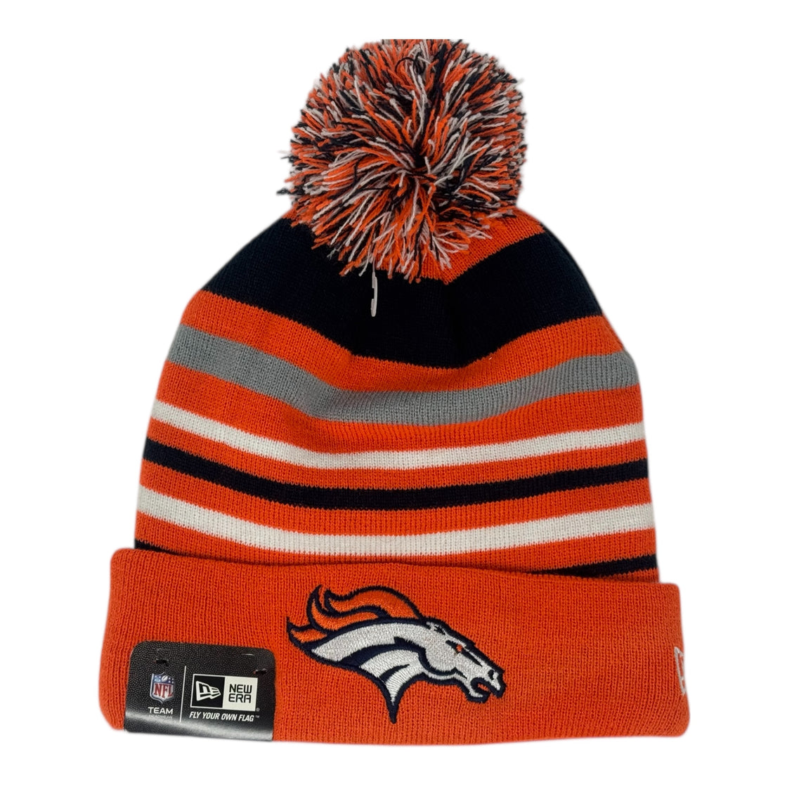 New Era Denver Broncos NFL Sideline Winter Beanie Pom Knit Hat navy-Orange
