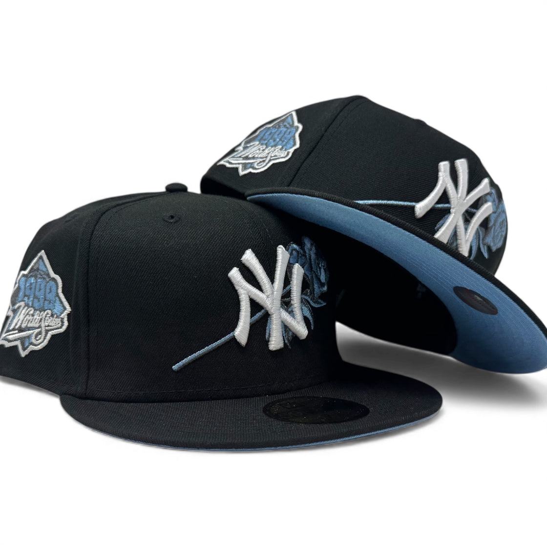 New York Yankees 1999 World Series Floral Logo Fitted Hat-Black Sky