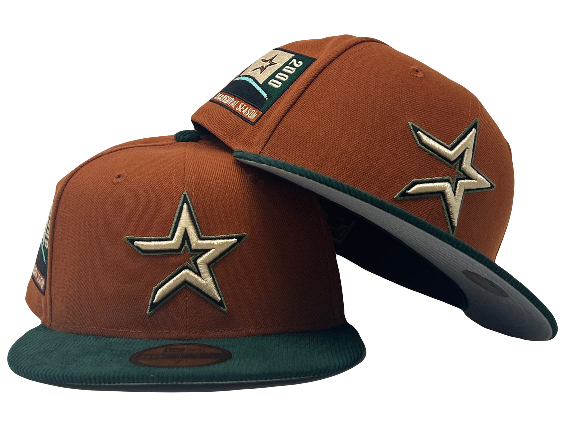 HOUSTON ASTROS 2010 INAUGURAL SEASON PUMPKIN PACK GREEN CORDUROY VISOR NEW ERA FITTED HAT