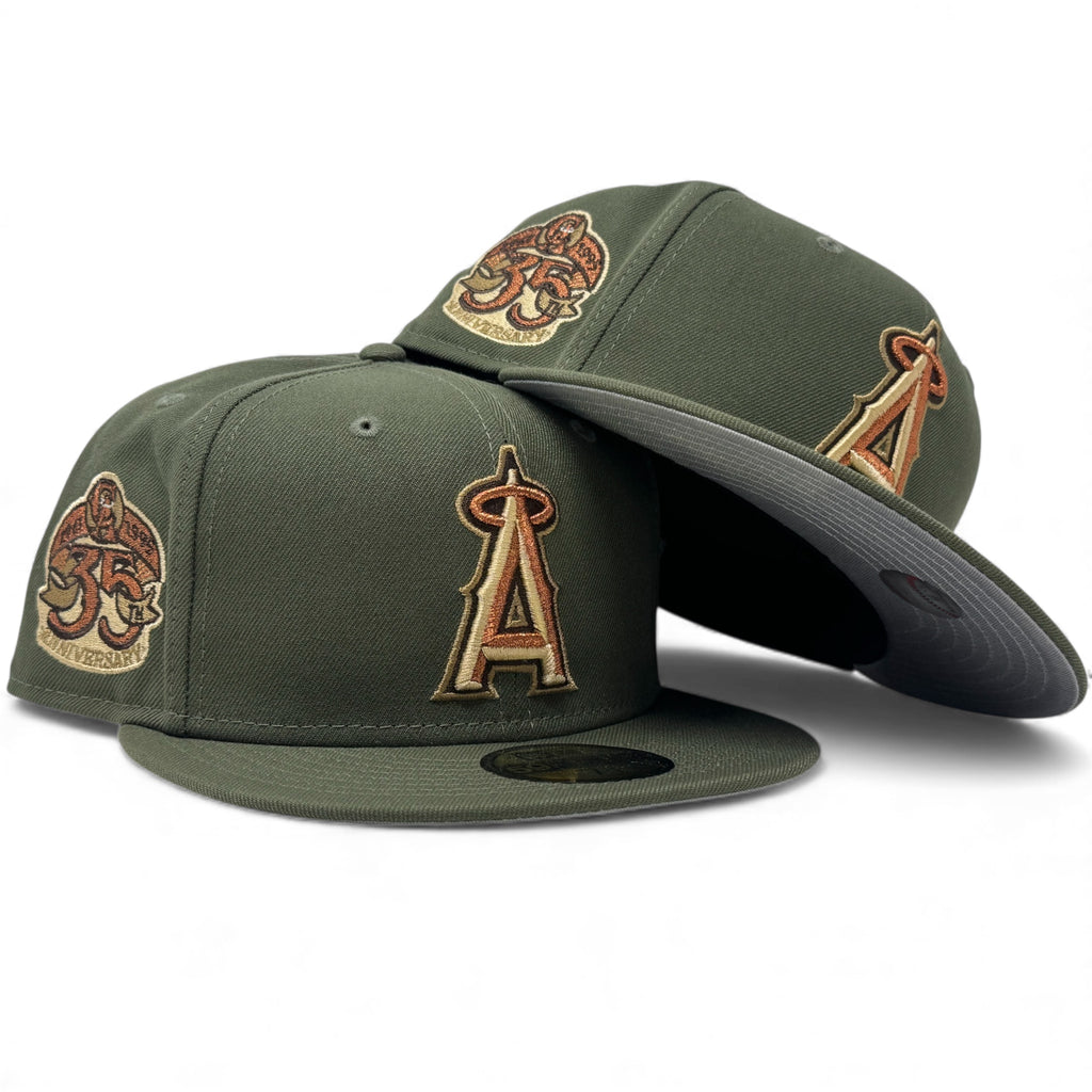 Los Angeles Angels 35th Anniversary Fitted Hats-Olive