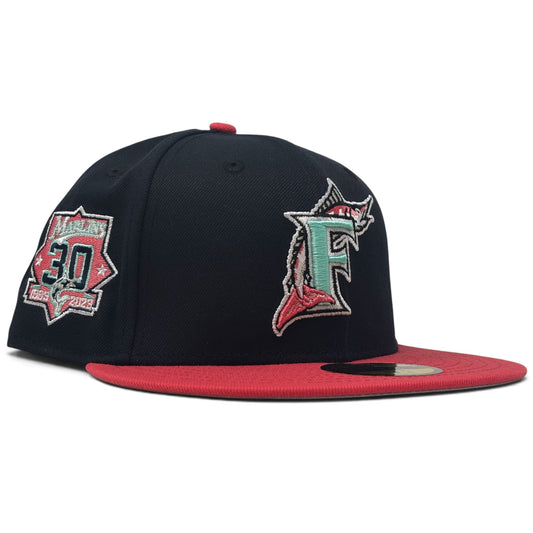 Florida Marlins 30th Anniversary 59Fifty New Era Fitted Hat-Navy Coral