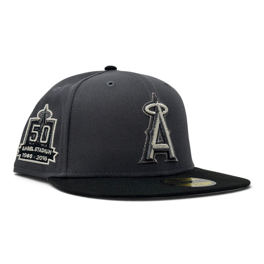 Los Angeles Angels 50th Anniversary New Era Fitted Hat-Black Dark Gray