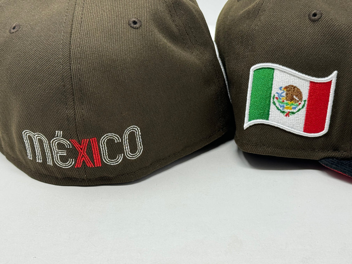 Mexico World Baseball Classic Brown Black Corduroy Visor Red Brim New Era Fitted Hat