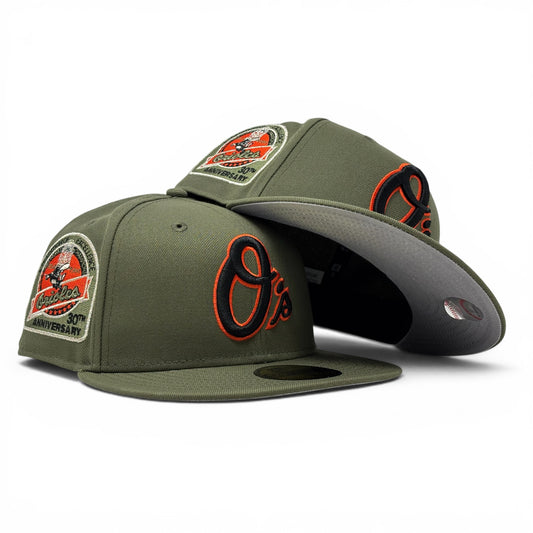 Baltimore Orioles 30th Anniversary 59Fifty New Era Fitted Hats-Olive