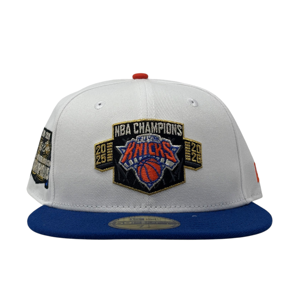 New York Knicks 2026 NBA Champions New Era Fitted Hats- White Royal Blue