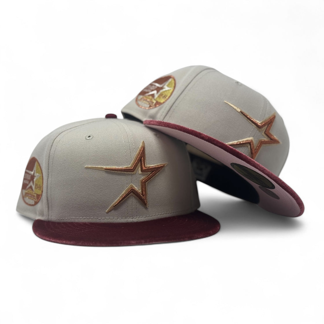 Houston Astros 35th Anniversary Stone Burgundy Velvet Visor Fitted Hats