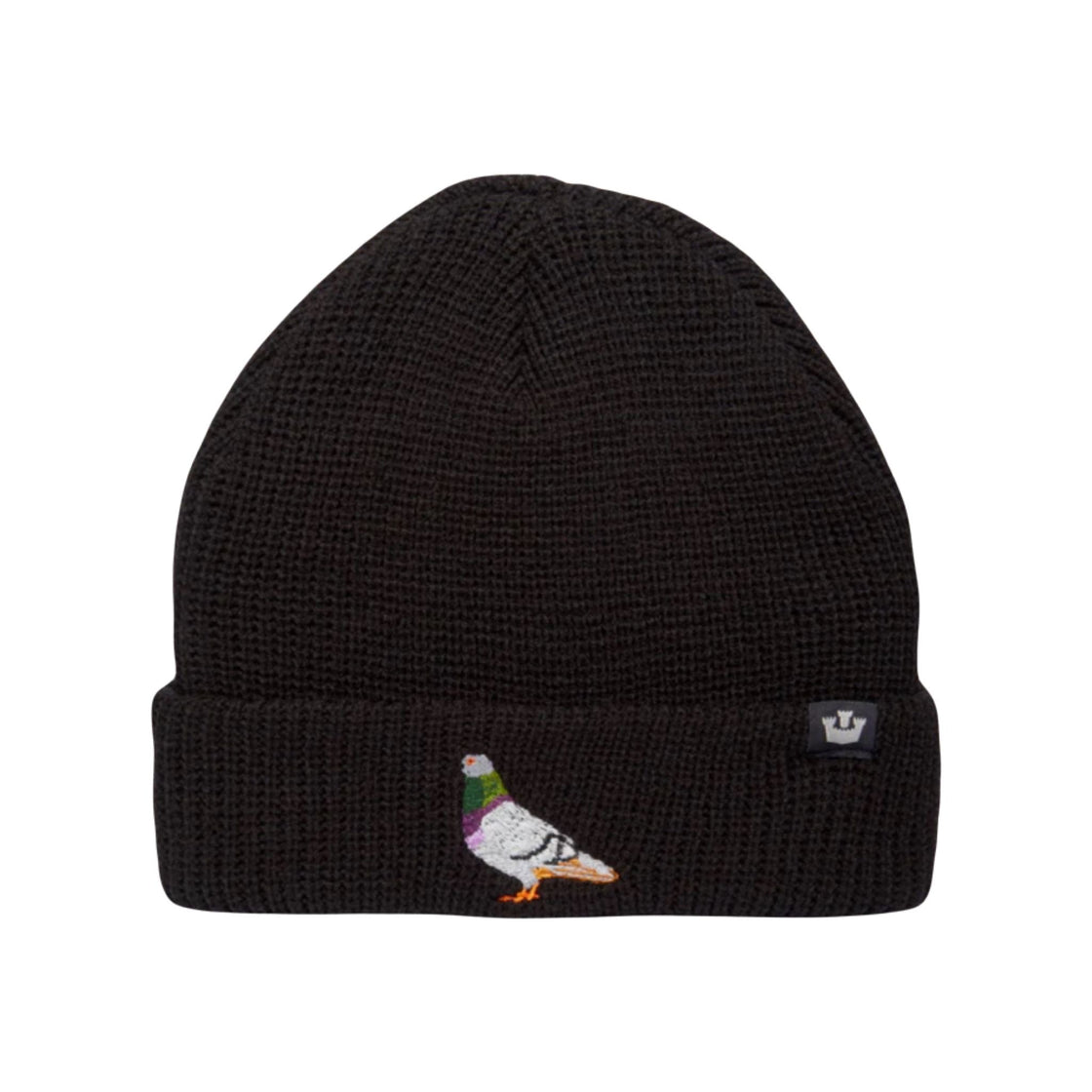 Ribbed Pigeon Black Beanie