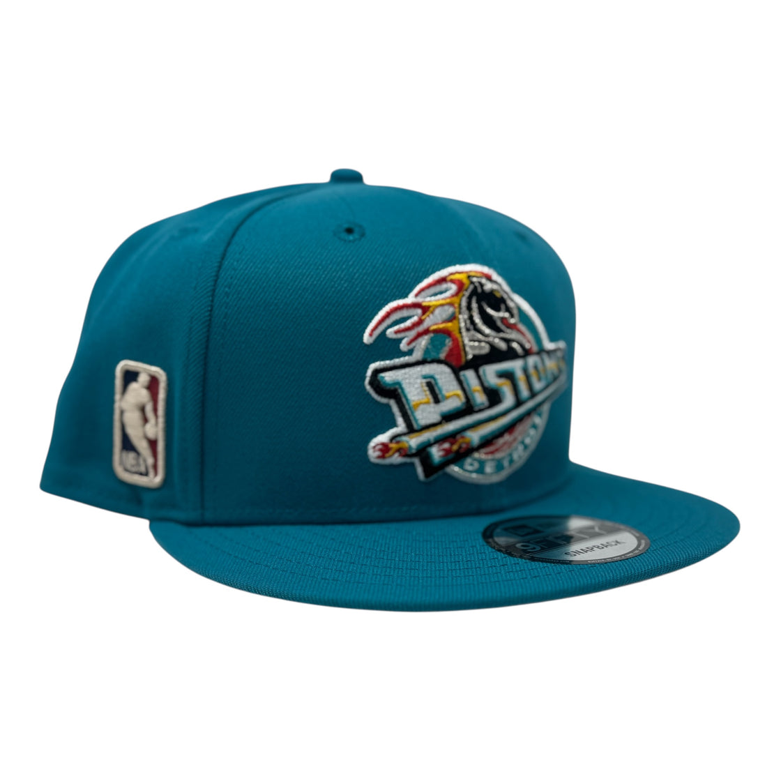 Detroit pistons Hardwood Classics Team Snapback Hat-Teal