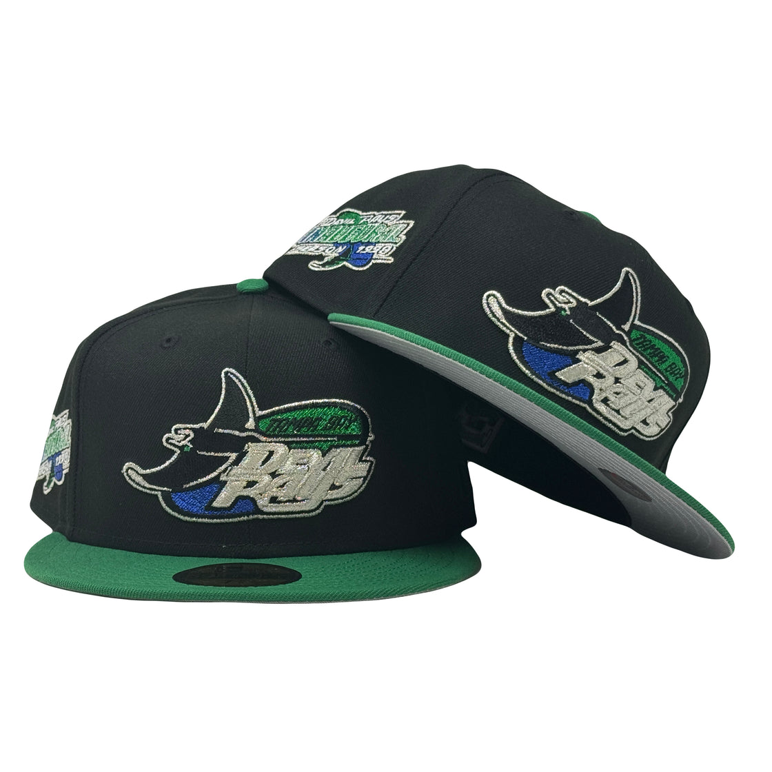 Tampa Bay Devil Rays 1998 Inaugural Season Black Kelly Green 59Fifty New Era Fitted Hat