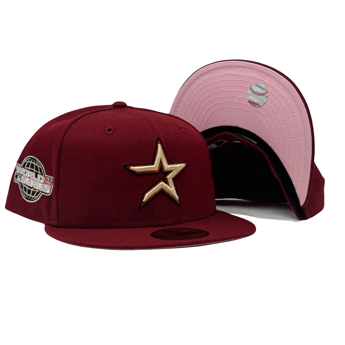 Houston Astros 2005 World Series Brick Red Pink Brim New Era Fitted Hat