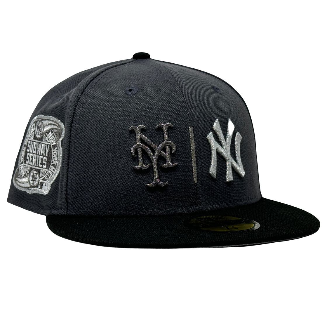 New York Yankees VS Mets Subway Series Dark Gray Black Visor 59Fifty New Era Fitted Hat