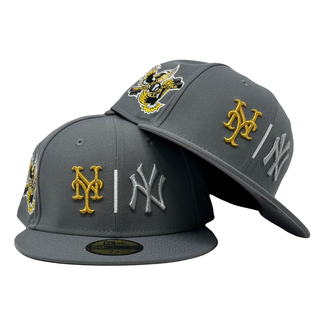 New York Yankees VS Mets American league vs National league Storm Gray 59Fifty New Era Fitted Hat