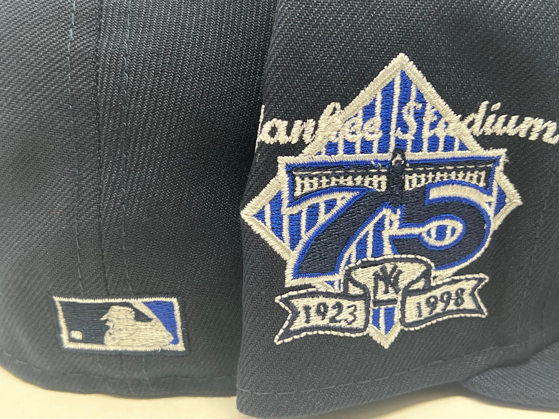 NEW YORK YANKEES 75TH ANNIVERSARY ROYAL BLUE BRIM NEW ERA FITTED HAT