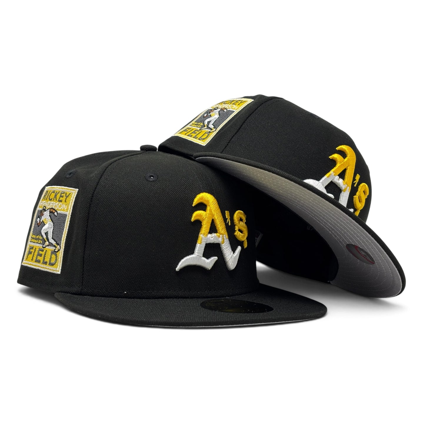 Oakland Athletics Rickey Handerson Field "Drip Pack" Fitted Hat-Black Yellow