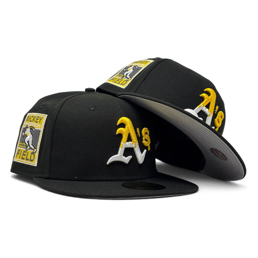 Oakland Athletics Rickey Handerson Field "Drip Pack" Fitted Hat-Black Yellow