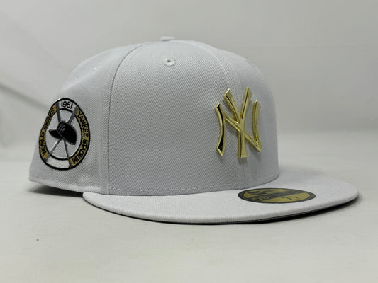 New York Yankees 1961 World Series White Metal Plate Logo 59Fifty New Era Fitted Hat