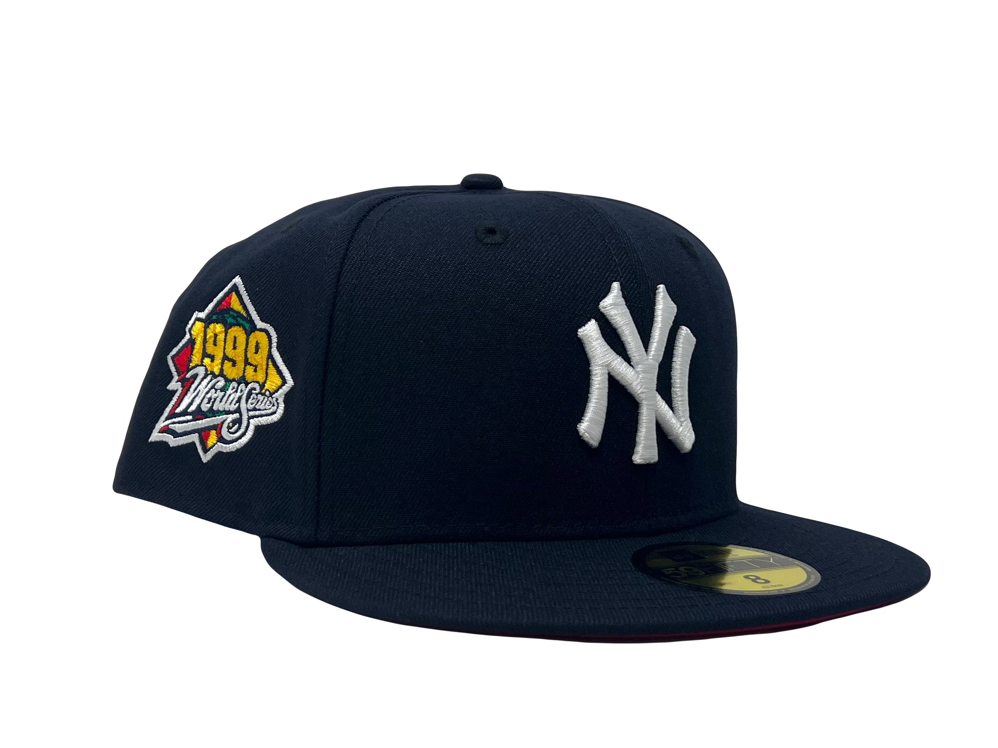 NEW YORK YANKEES 1999 WORLD SERIES NAVY BLUE RED BRIM 5950 NEW ERA FITTED HAT