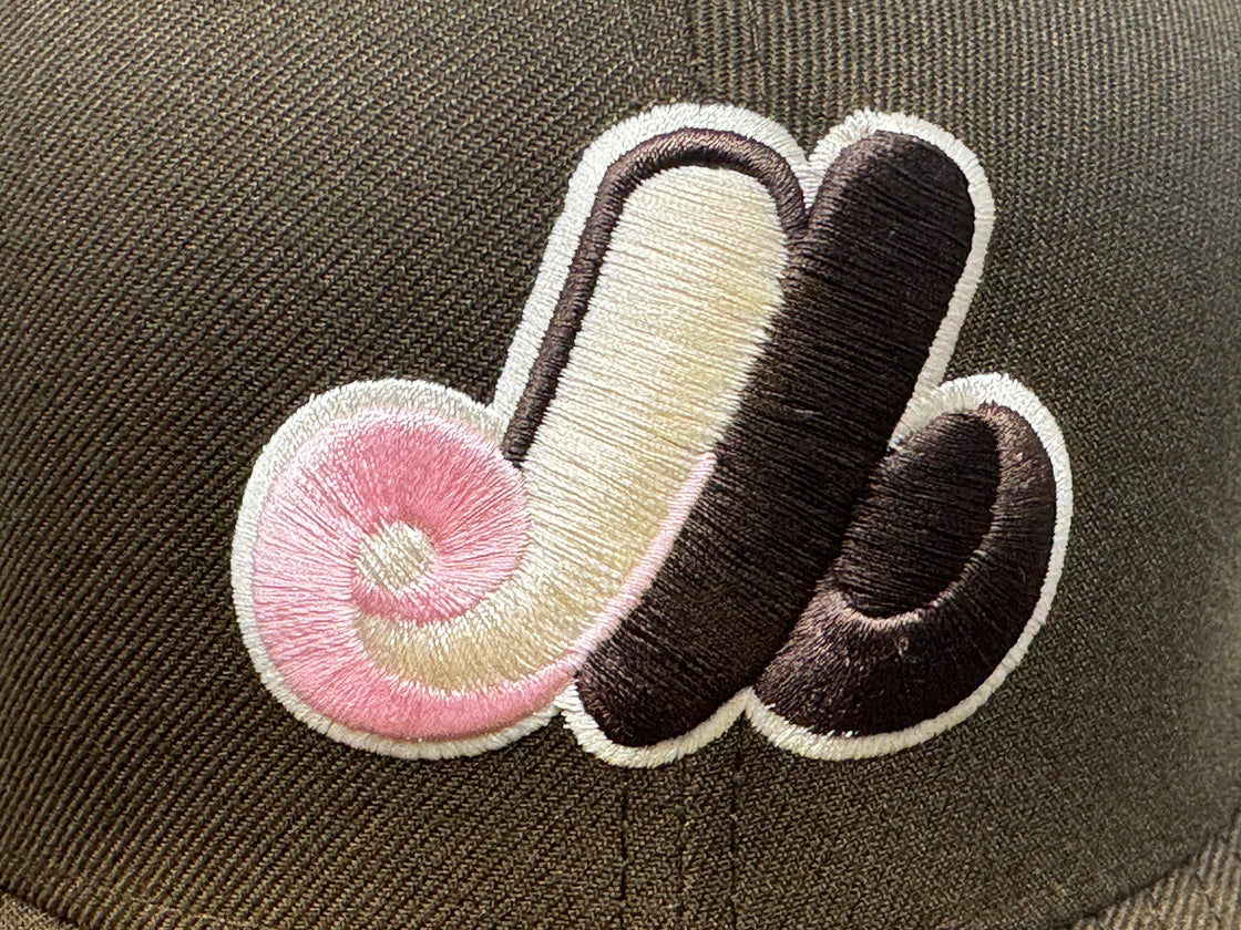 Montreal Expos 35th Anniversary Walnut Pink Brim New Era Fitted Hat