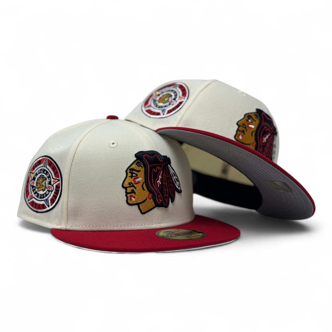 Chicago Blackhawks 1991 All Star Game New Era Fitted Hats-Red