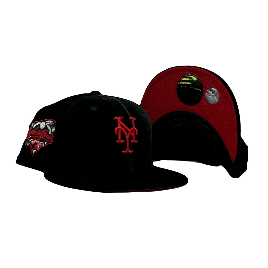 New York Mets 2000 World Series Black Velvet Red Brim New Era Fitted Hat