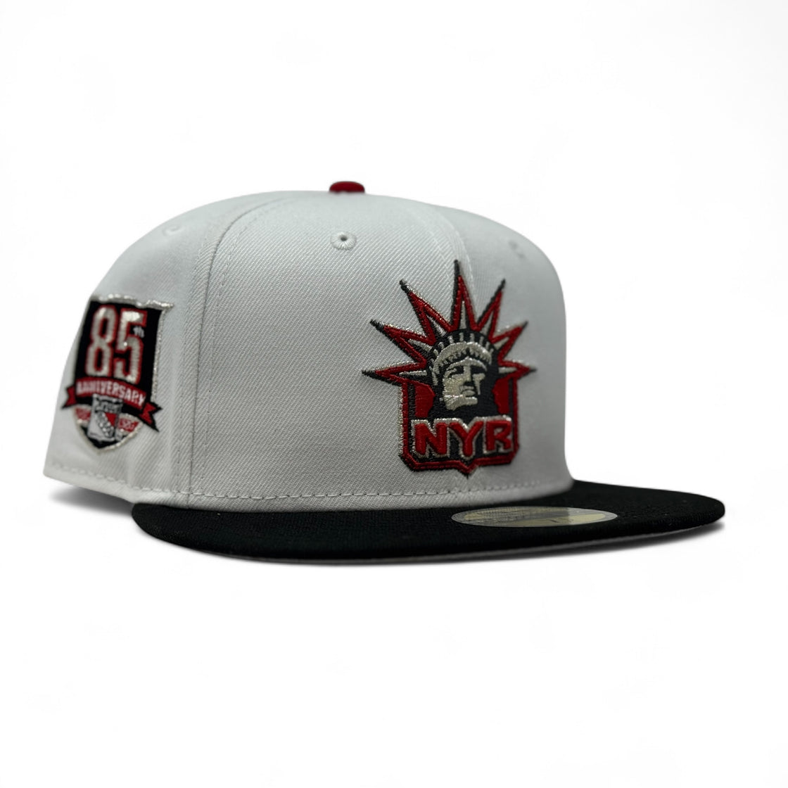 New York Rangers 85th Anniversary Fitted Hats-White Black