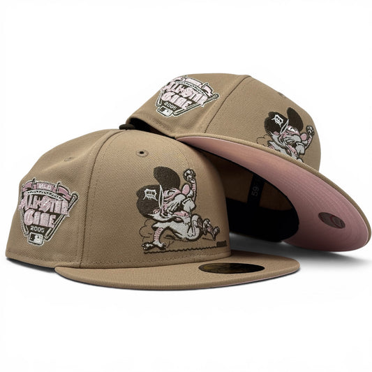 Detroit Tigers 2005 All Star Game Sliding Kitty Fitted Hats- Camel
