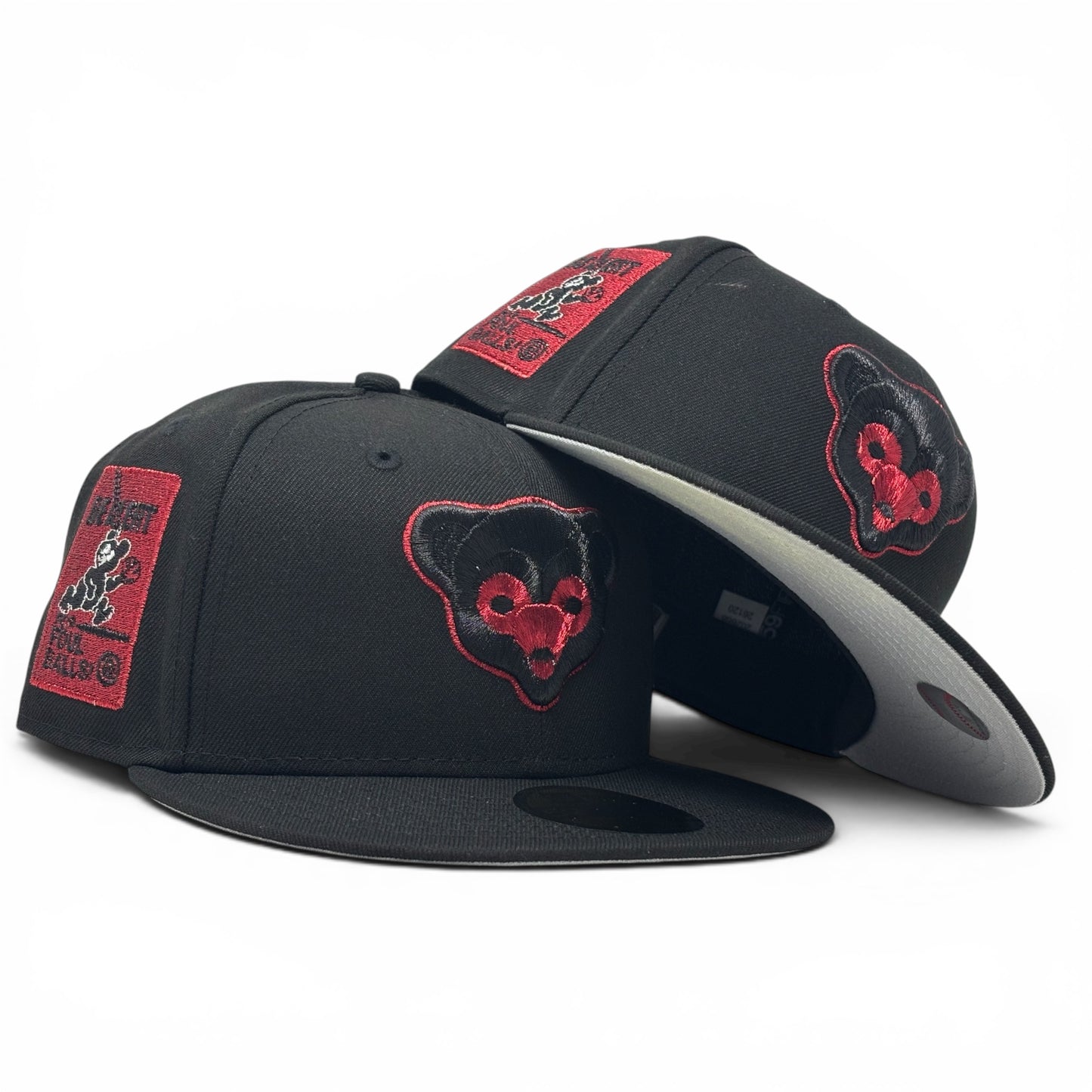 Chicago Cubs Be Alert Foul Ball New Era Fitted Hats-Black Red
