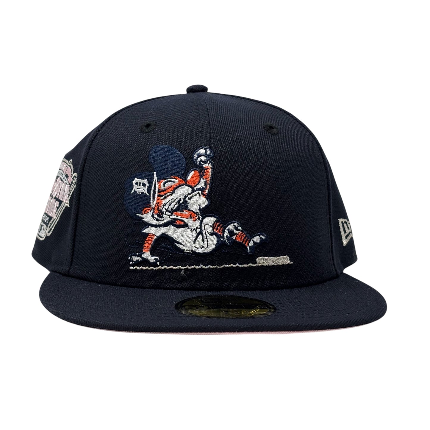Detroit Tigers 2005 All Star Game Sliding Kitty Pink Brim Fitted Hat-Navy