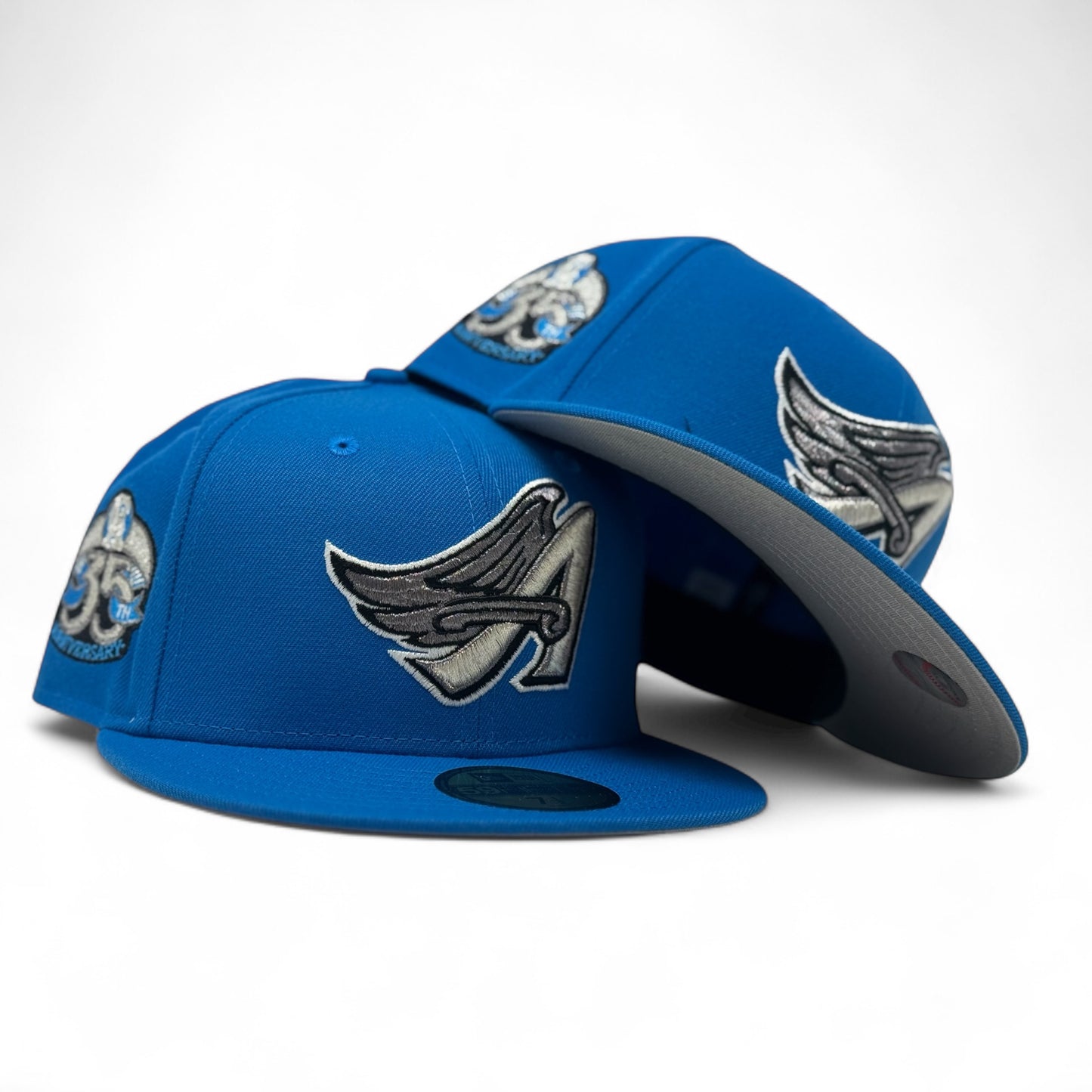 Los Angeles Angels 35th Anniversary Fitted Hats-Cerulean Blue