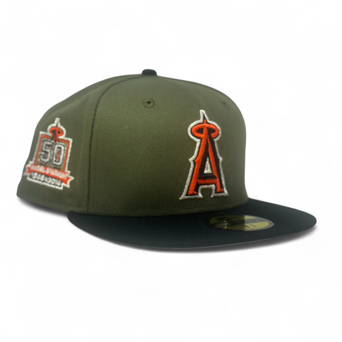 Los Angeles Angels 50th Anniversary Fitted Hat-Olive Black