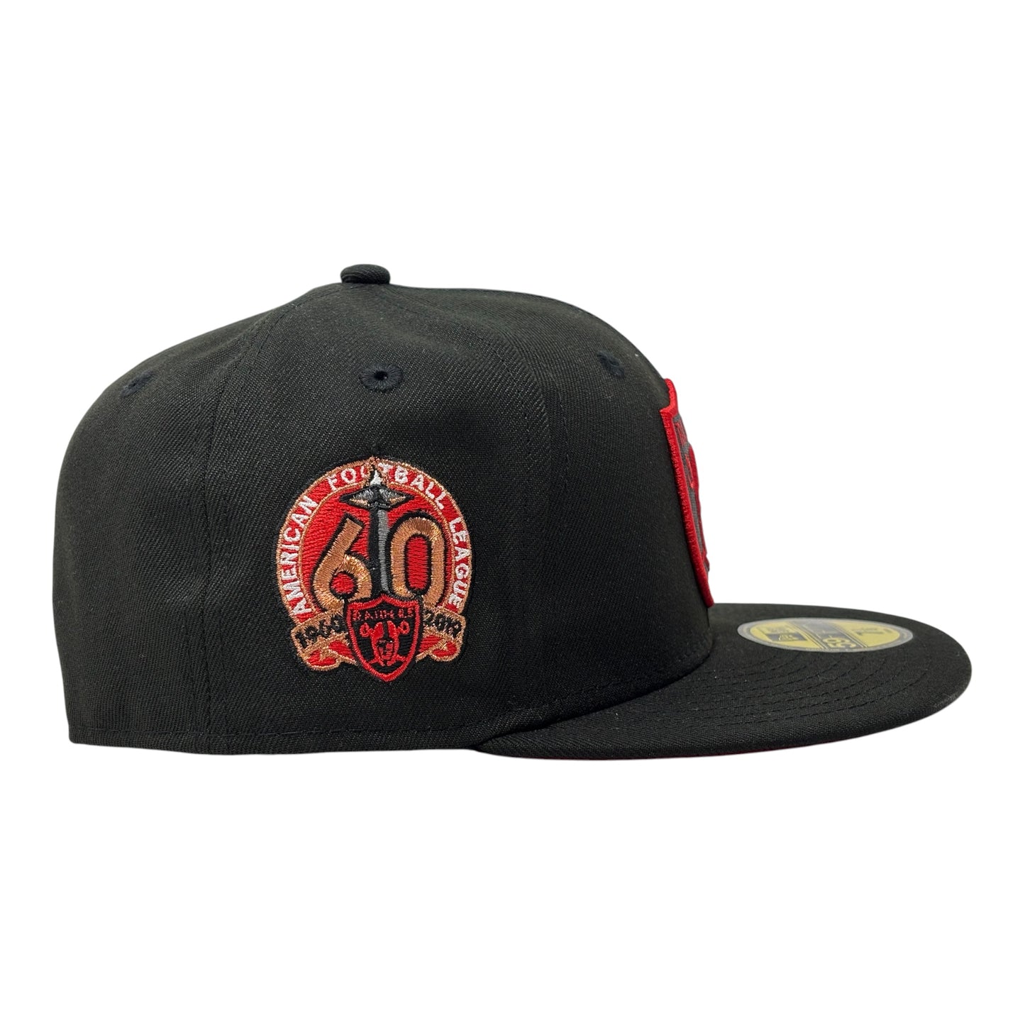 Oakland Raiders 60th Anniversary Red Brim 59Fifty Fitted Hats-Black