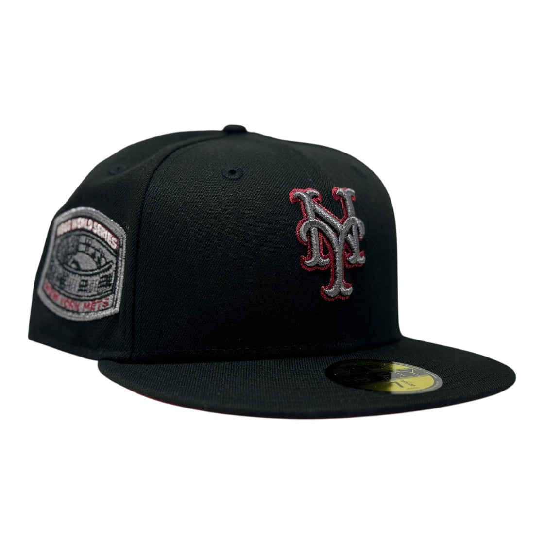 New York Mets 1969 World Series Red Brim Fitted Hats-Black