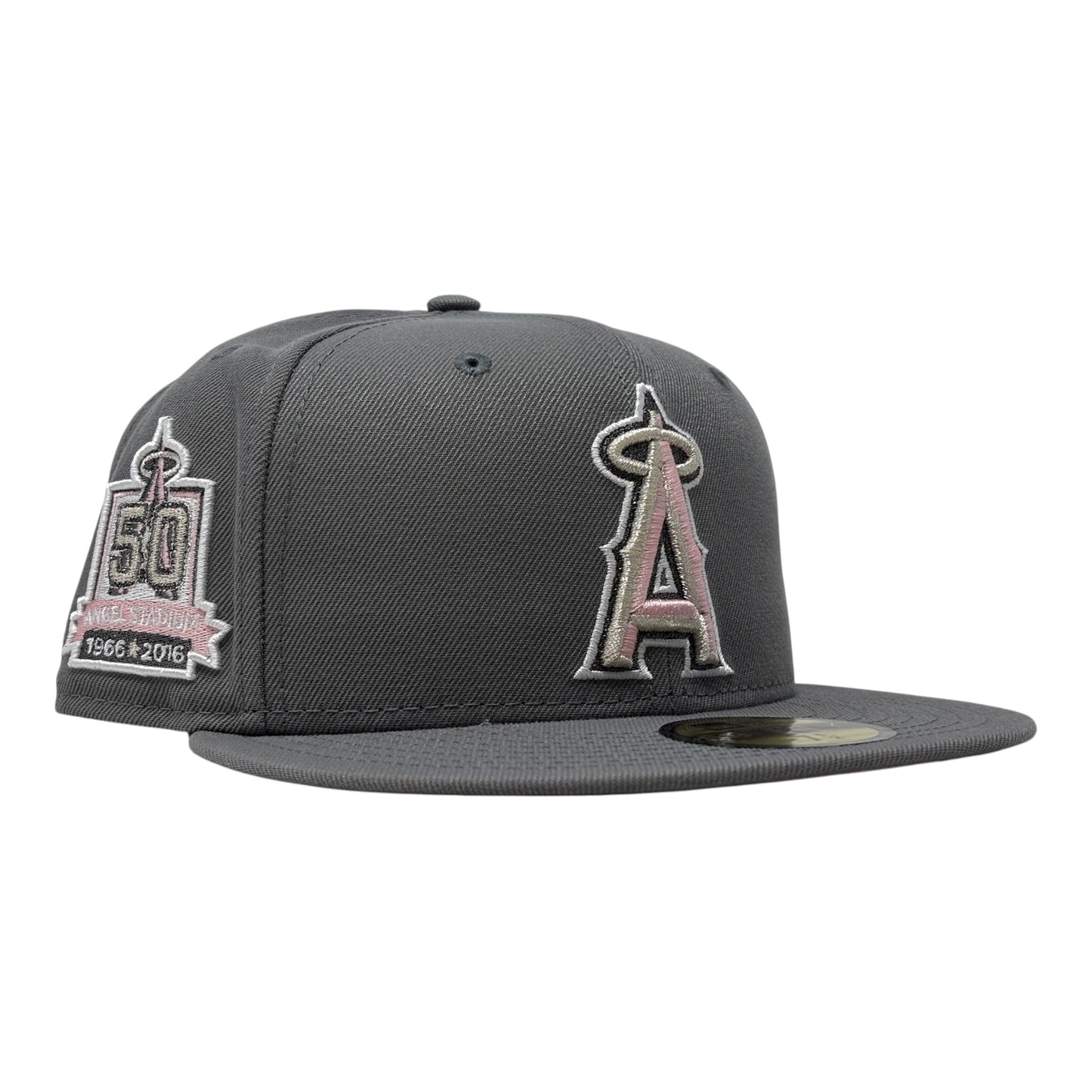 Los Angeles Angels 50th Anniversary Pink Brim New Era Fitted Hat-Gray