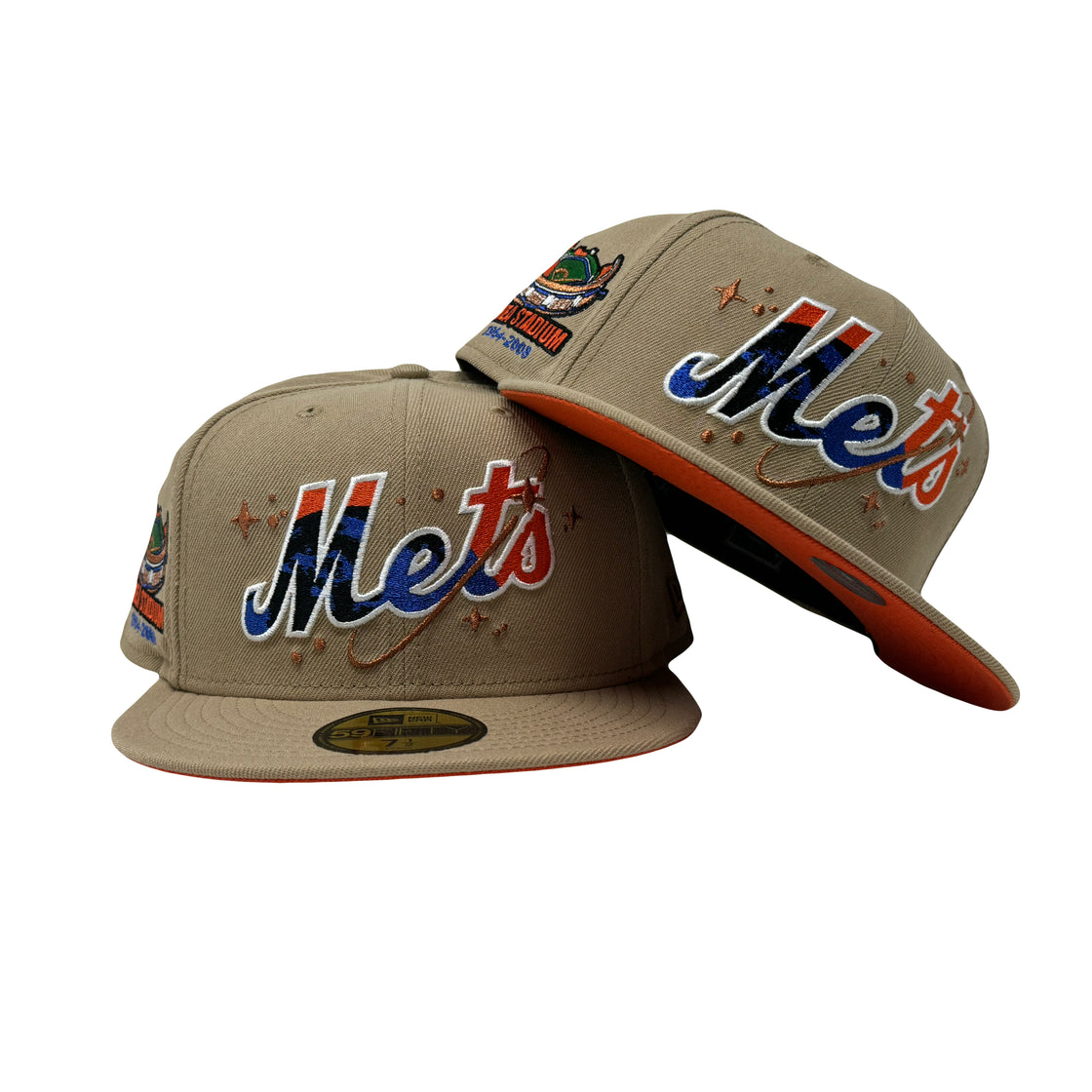 New York Mets Shea Stadium Camel Orange Brim New Era Fitted Hat