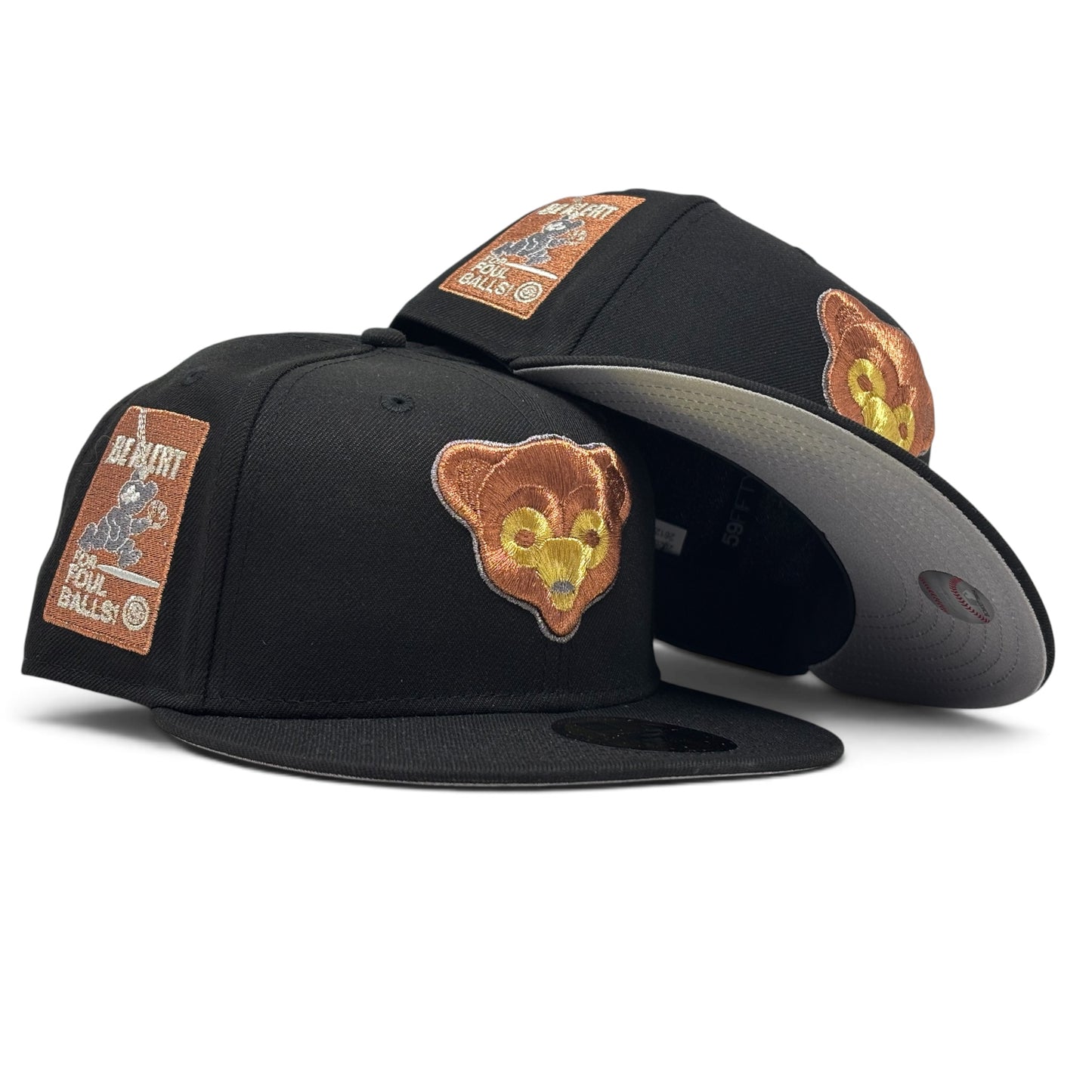 Chicago Cubs Be Alert Foul Ball Logo New Era Fitted Hats-Metallic Copper
