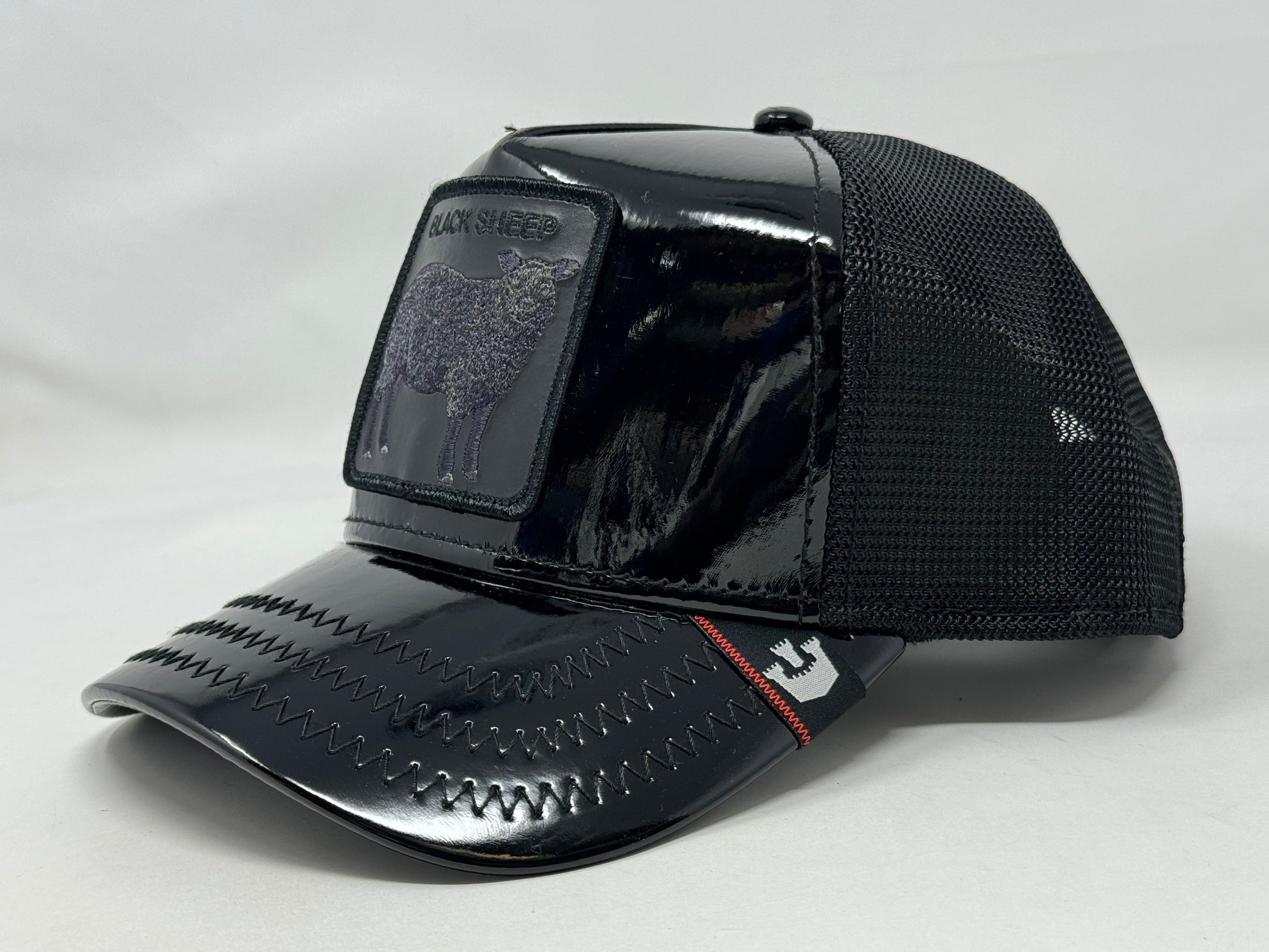 Goorin Bros. Black Sheep Black Patent Leather The Farm Trucker Hat