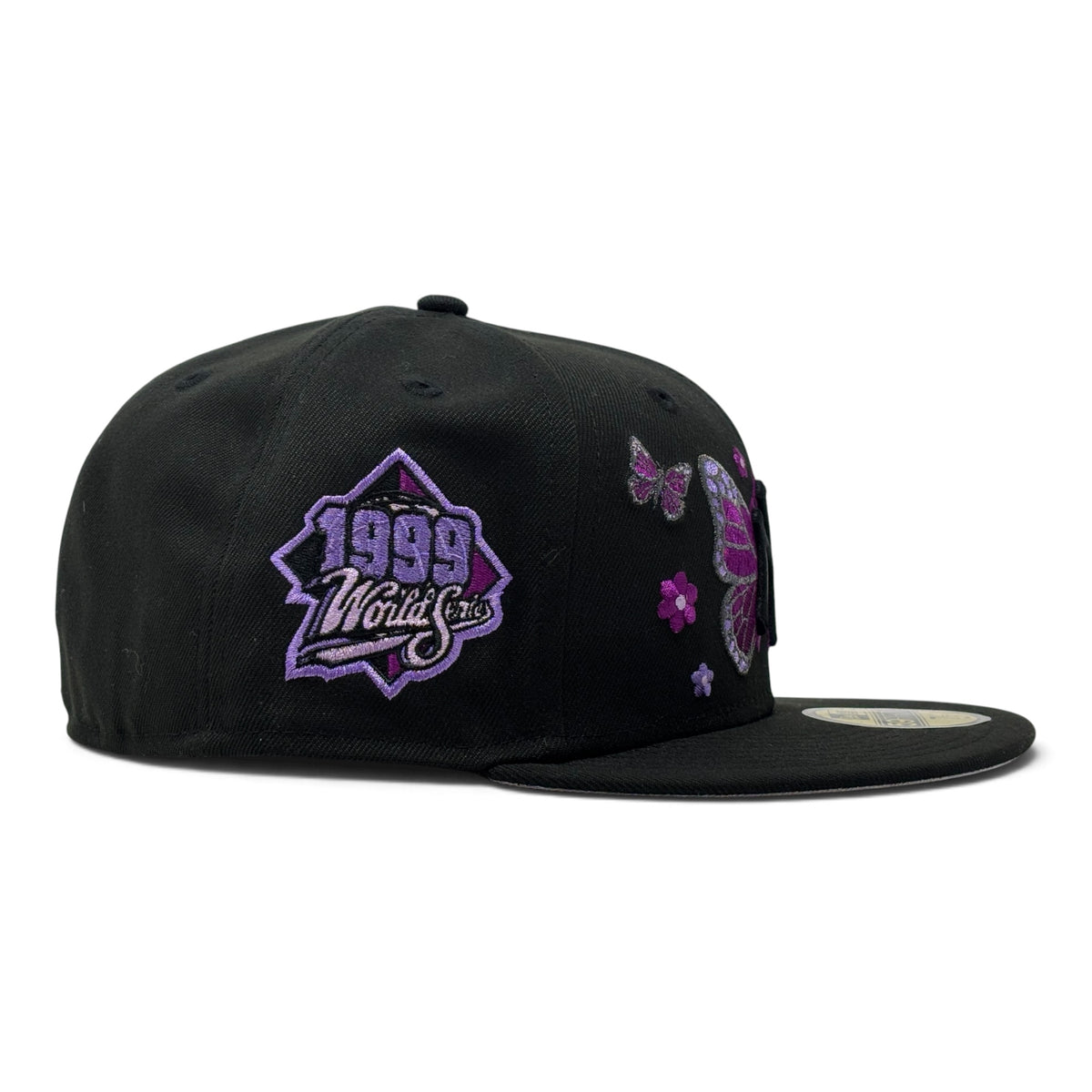 New York Yankees 1999 World Series Butterfly Logo Grape Brim Fitted Hat-Black