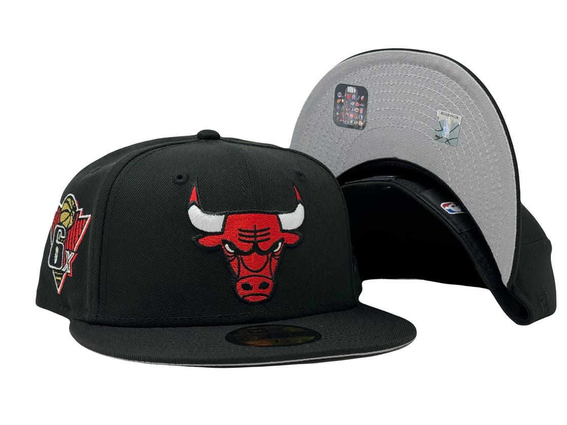 Chicago Bulls 6X NBA Champions 5950 New Era Fitted Hat Black