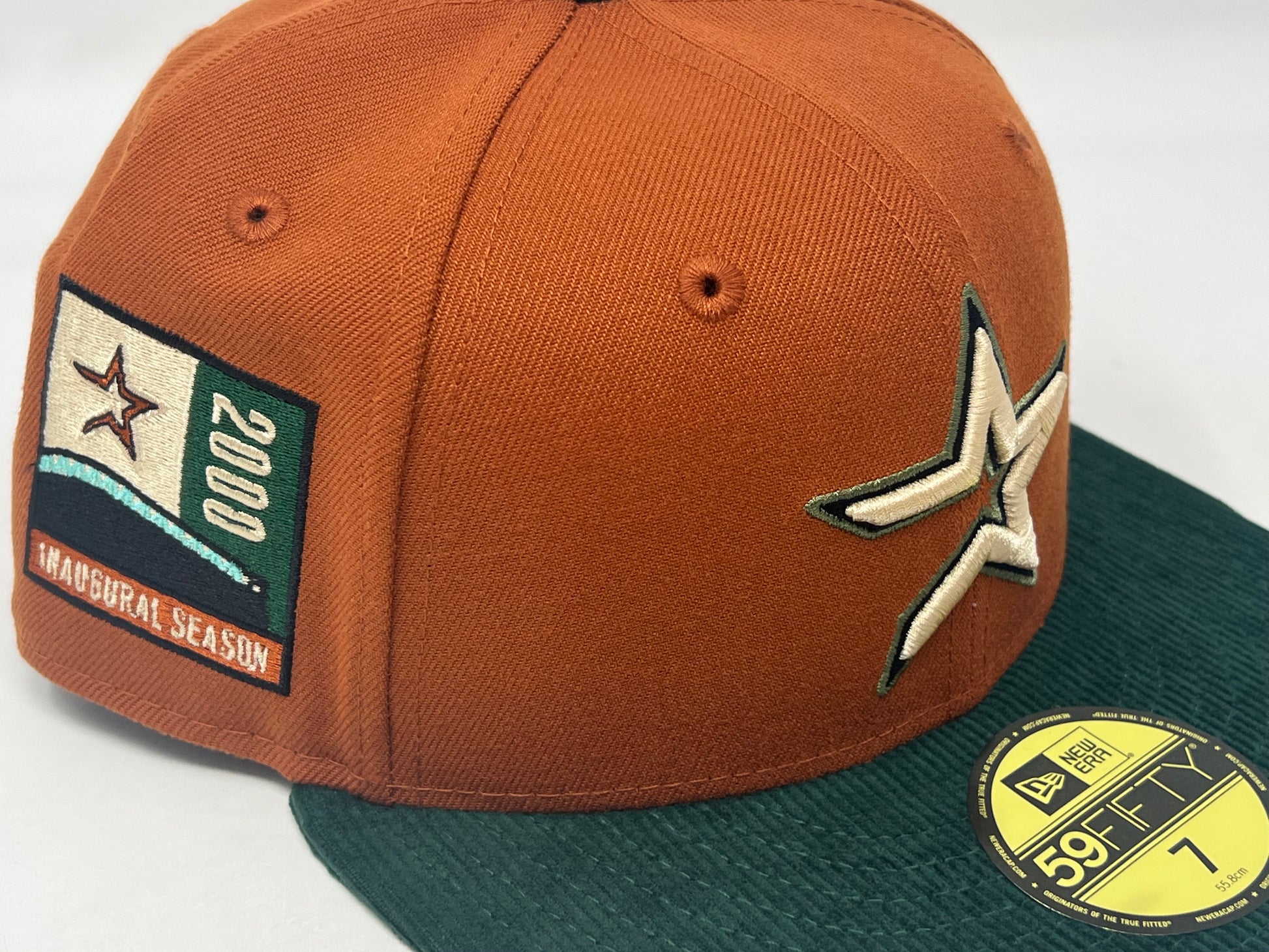 HOUSTON ASTROS 2010 INAUGURAL SEASON PUMPKIN PACK GREEN CORDUROY VISOR NEW ERA FITTED HAT
