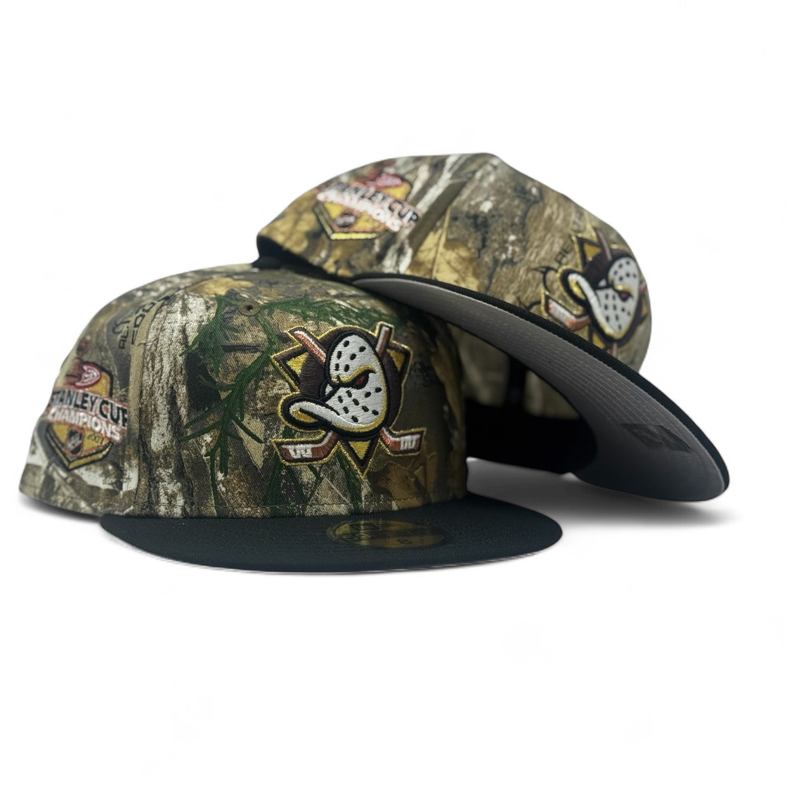 Anaheim Ducks Stanley Cup Champions Fitted Hats-Real Tree Black