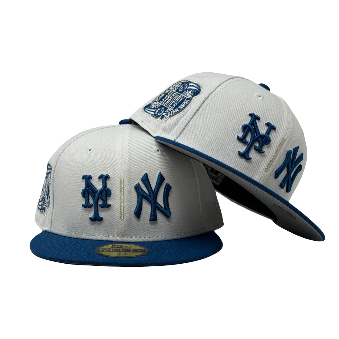 New York Yankees VS Mets Subway Series White Wizard Blue Visor 59Fifty New Era Fitted Hat