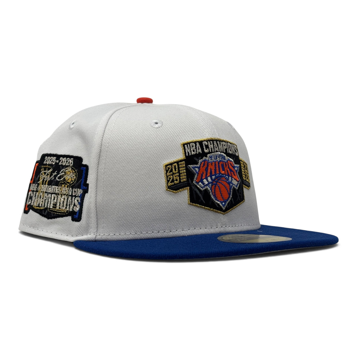 New York Knicks 2026 NBA Champions New Era Fitted Hats- White Royal Blue