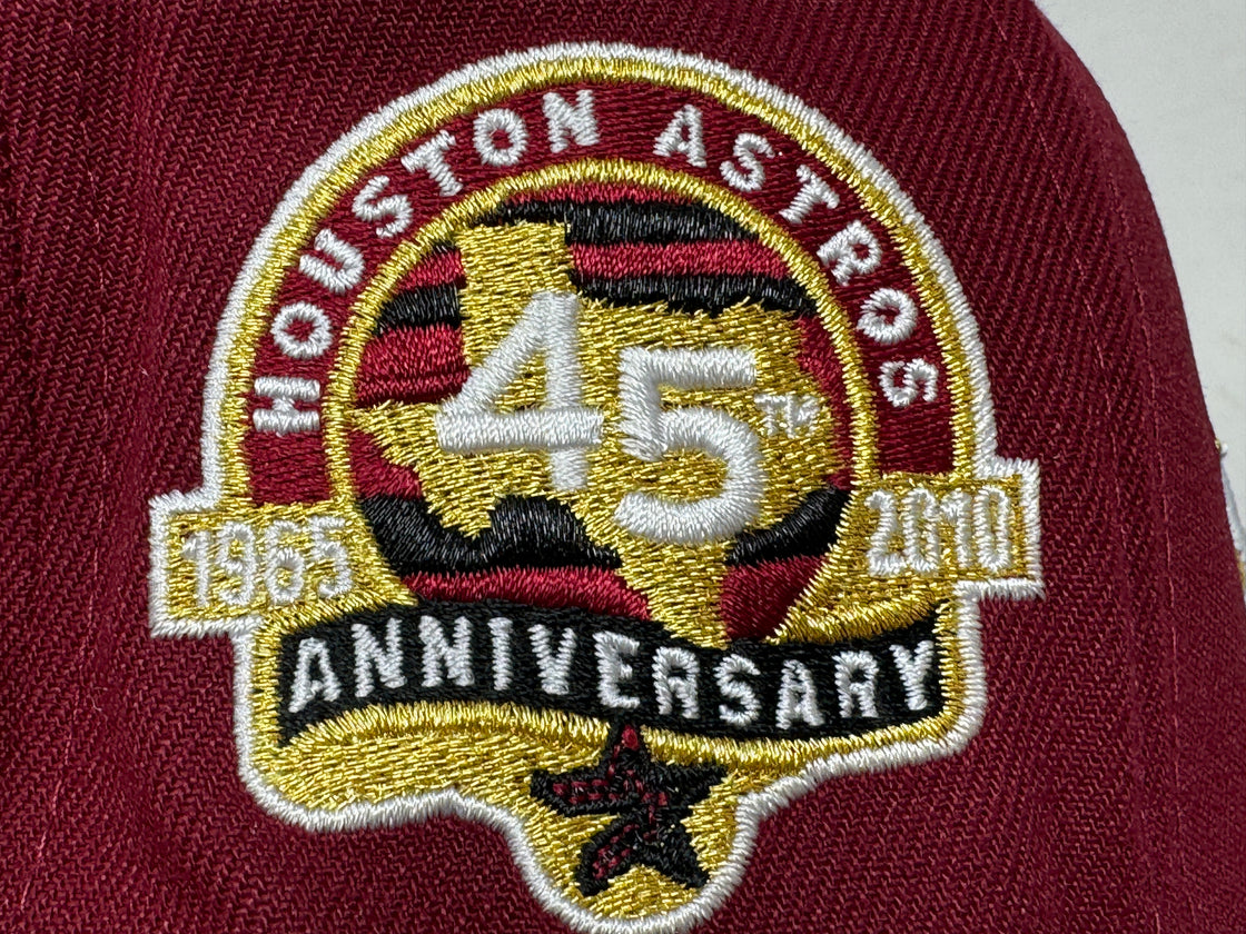 Houston Astros 45th Anniversary Brick Red Black Visor Pink Brim New Era Fitted Hat